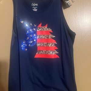 City Streets Navy Tank Top with Sequin Unicorn